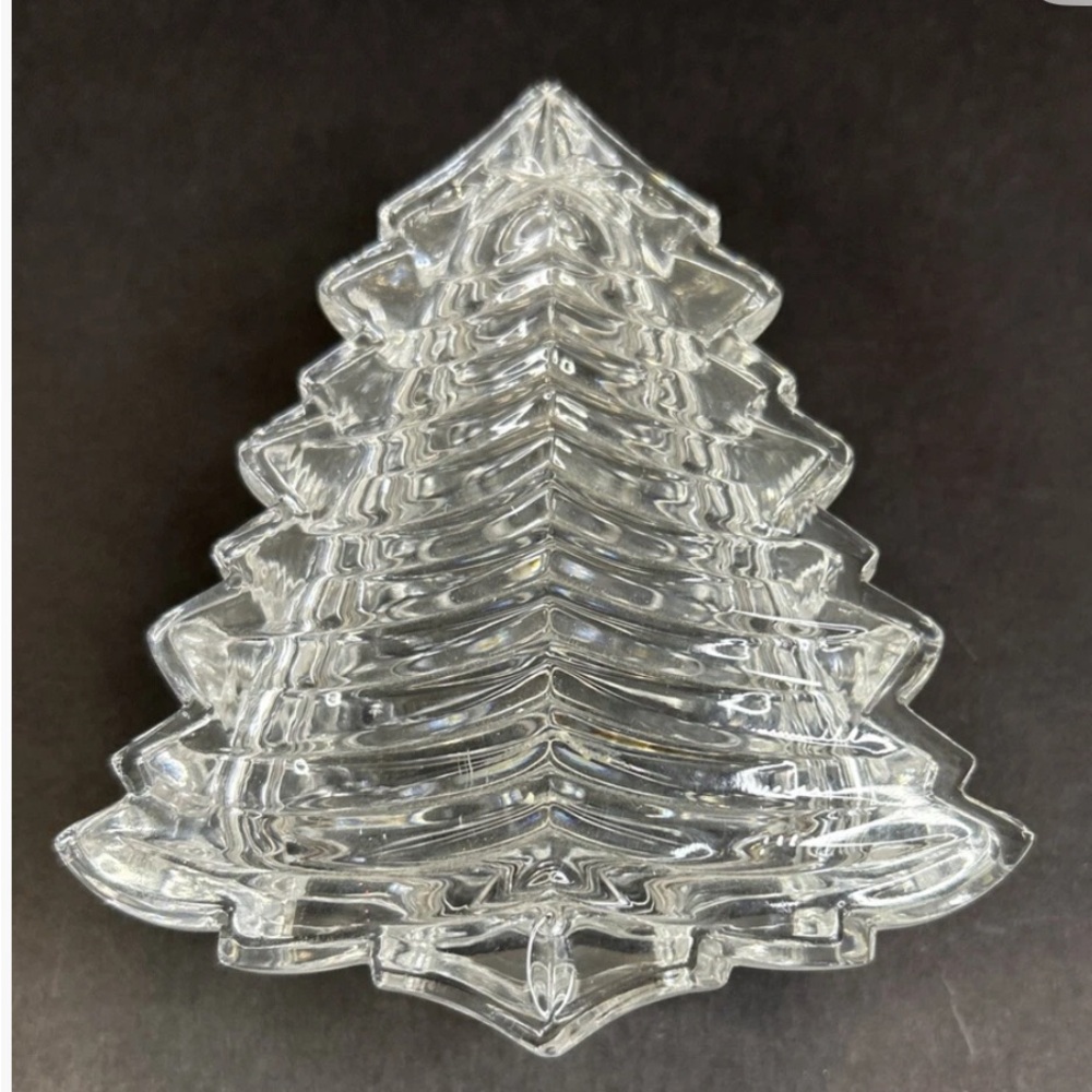 Glass Christmas Tree w/ Lid Trinket Dish Box Jewelry Holiday Gift Décor